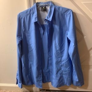 Blue outdoor button down blouse